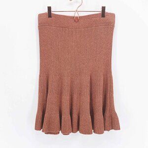 Free People Solid Gold Ribbed Knit Skirt